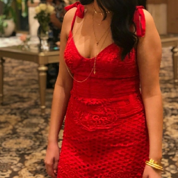 High Low Crochet Red Dress - Picture 2 of 2